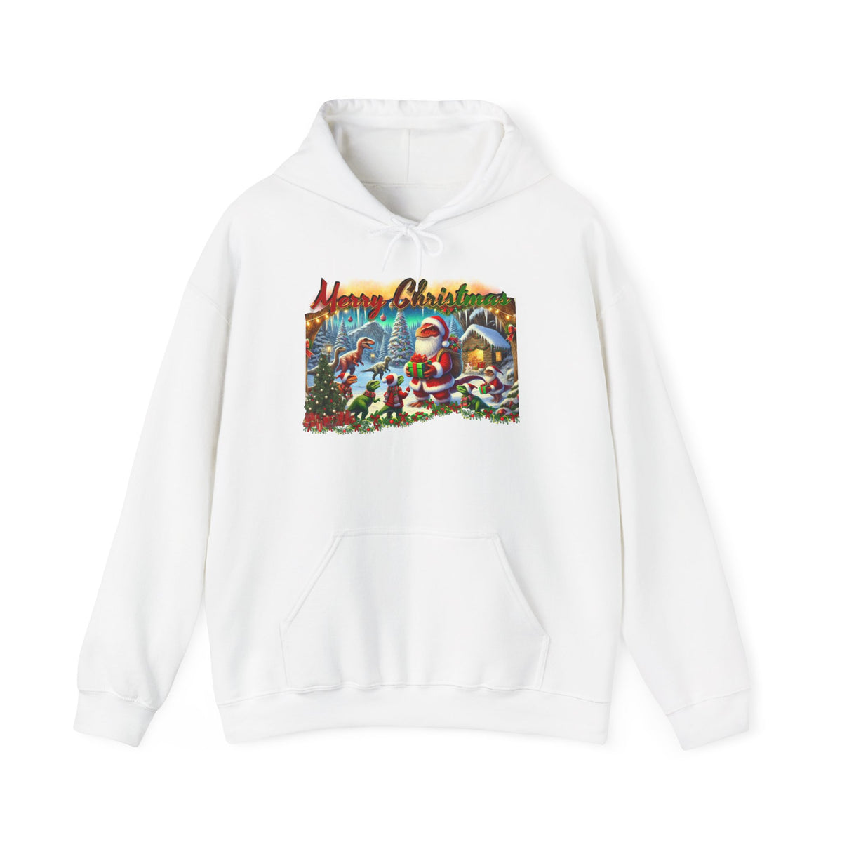 Christmas Santa Winter Scene Hoodie - "Merry Christmas" Vintage Holiday Sweatshirt