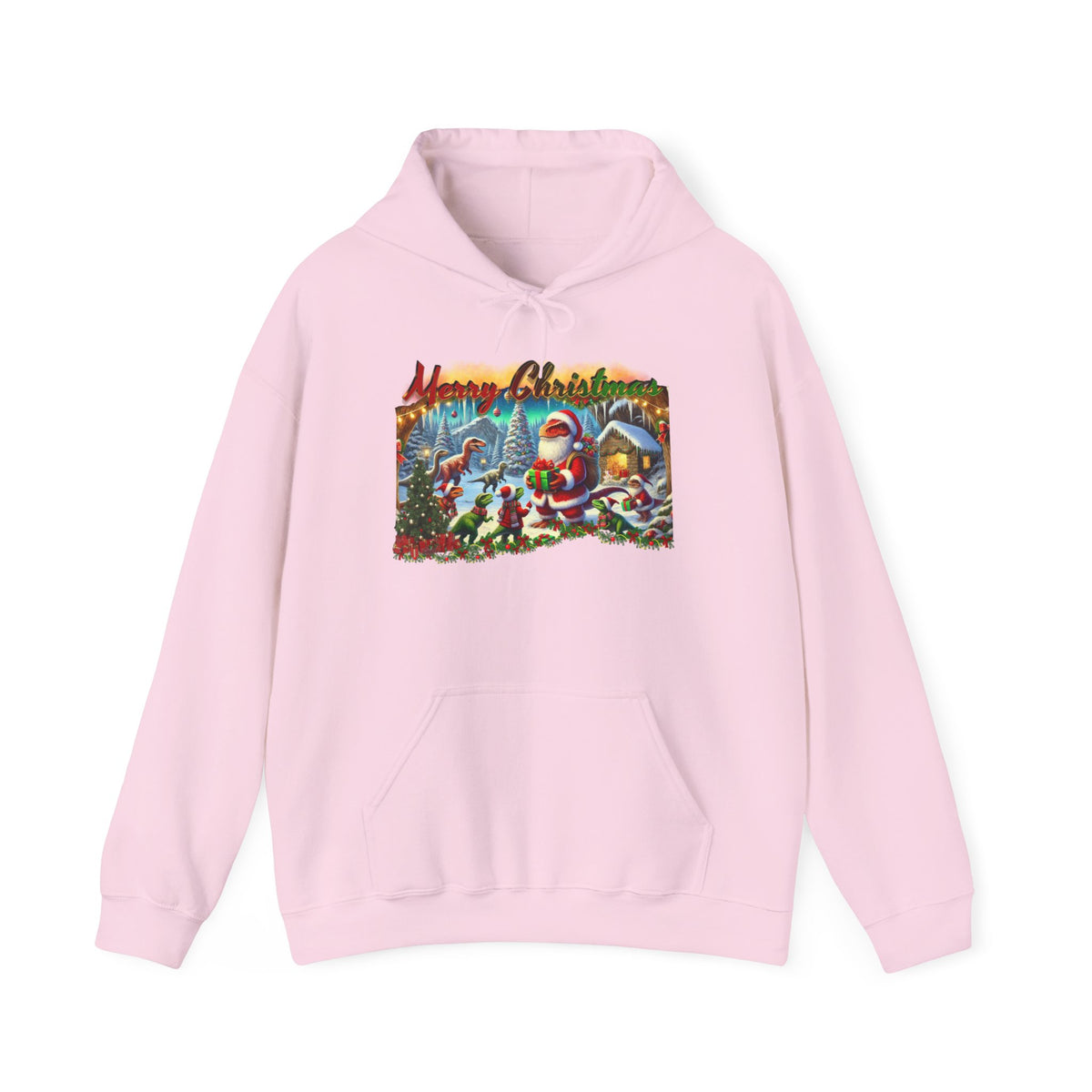 Christmas Santa Winter Scene Hoodie - "Merry Christmas" Vintage Holiday Sweatshirt