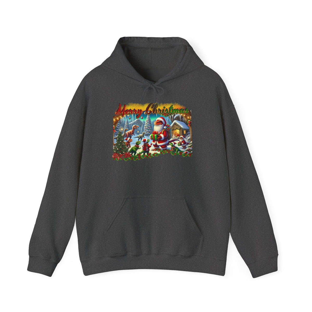 Christmas Santa Winter Scene Hoodie - "Merry Christmas" Vintage Holiday Sweatshirt
