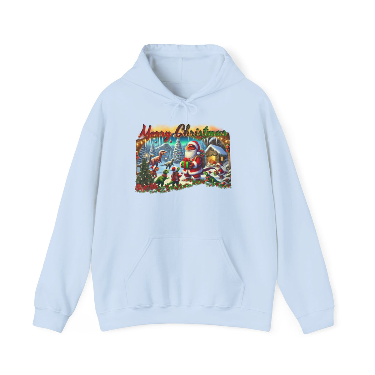 Christmas Santa Winter Scene Hoodie - "Merry Christmas" Vintage Holiday Sweatshirt
