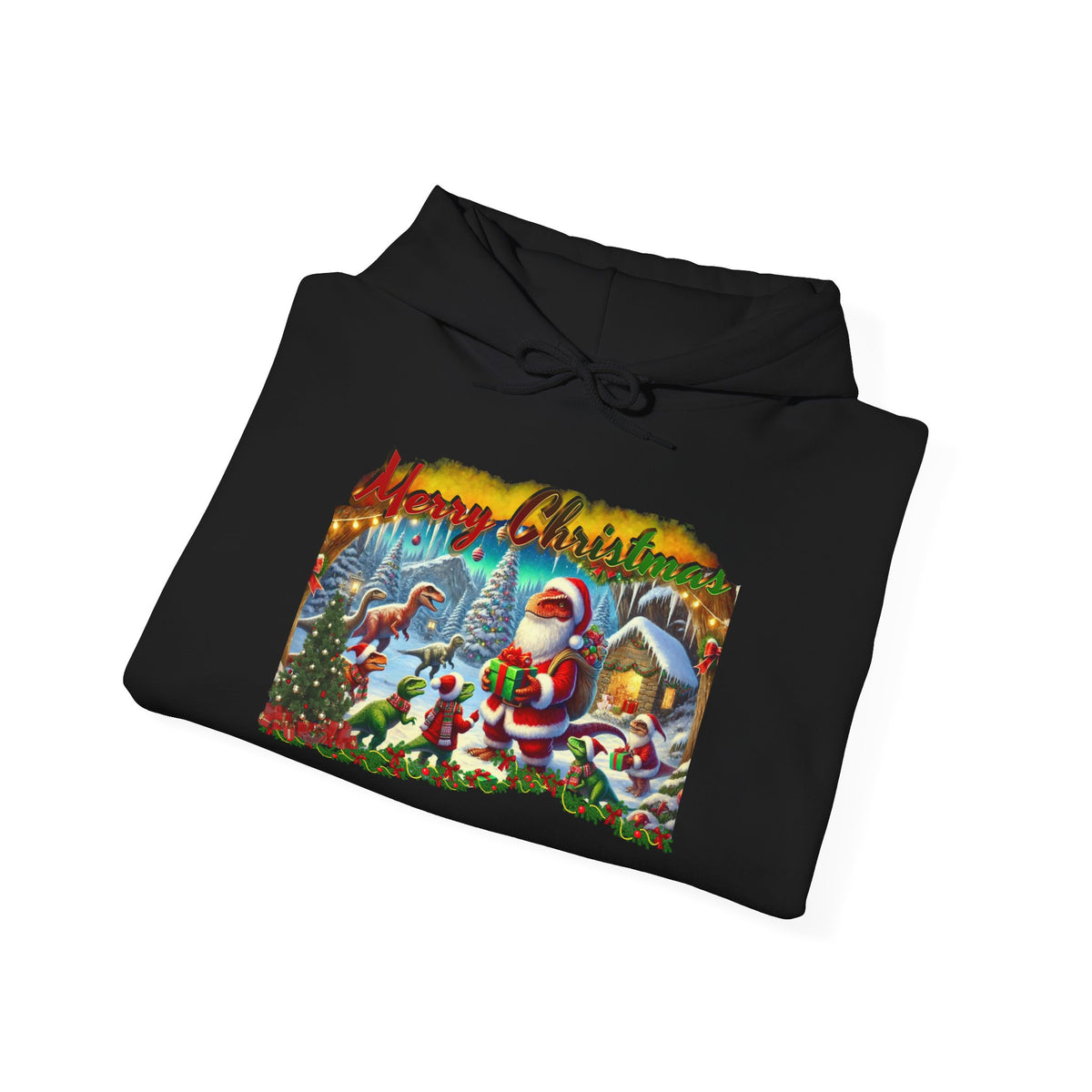 Christmas Santa Winter Scene Hoodie - "Merry Christmas" Vintage Holiday Sweatshirt