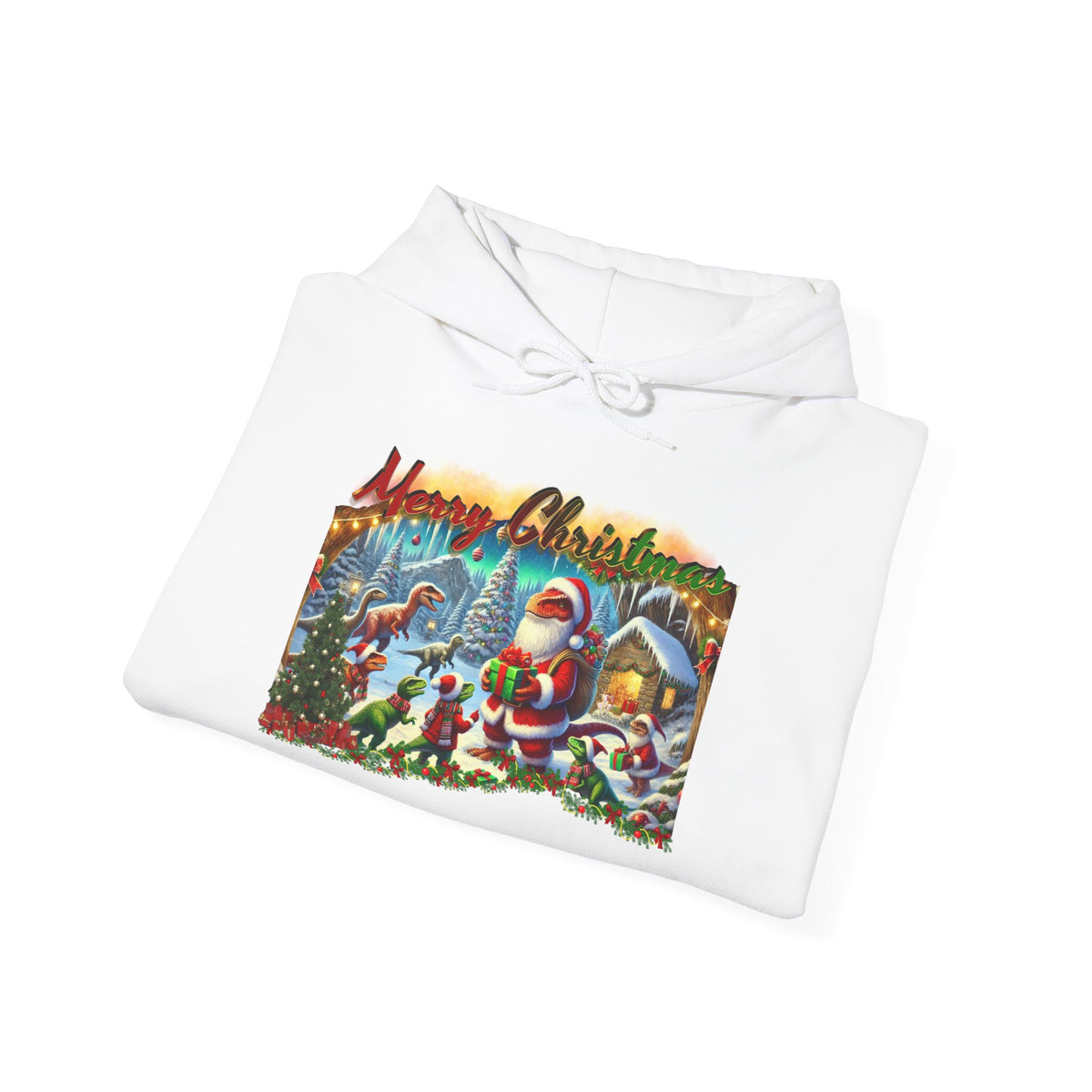 Christmas Santa Winter Scene Hoodie - "Merry Christmas" Vintage Holiday Sweatshirt