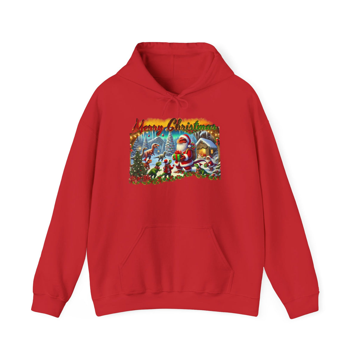 Christmas Santa Winter Scene Hoodie - "Merry Christmas" Vintage Holiday Sweatshirt