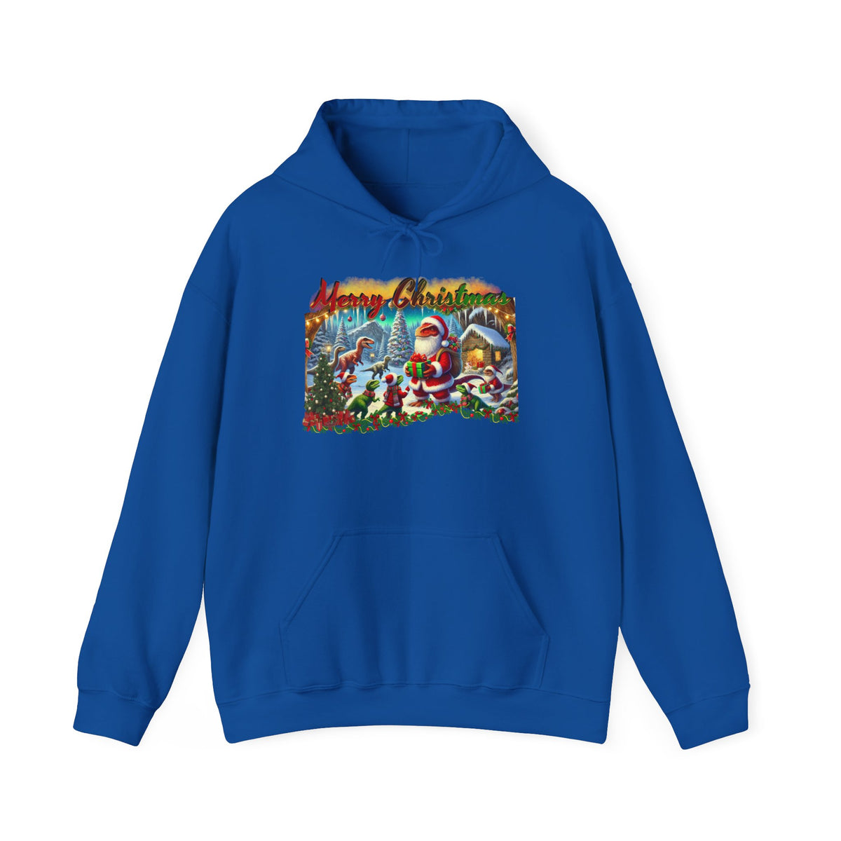 Christmas Santa Winter Scene Hoodie - "Merry Christmas" Vintage Holiday Sweatshirt