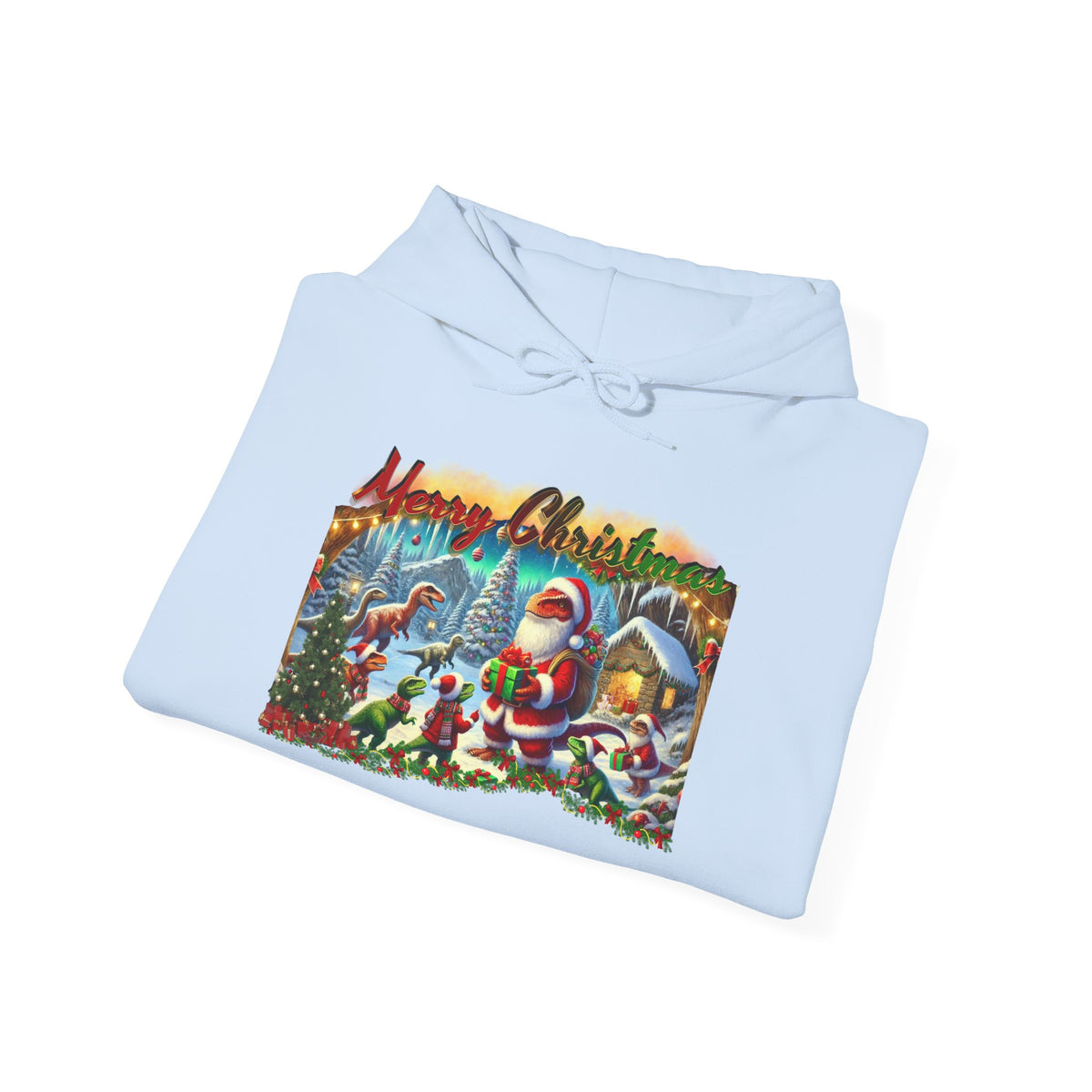 Christmas Santa Winter Scene Hoodie - "Merry Christmas" Vintage Holiday Sweatshirt