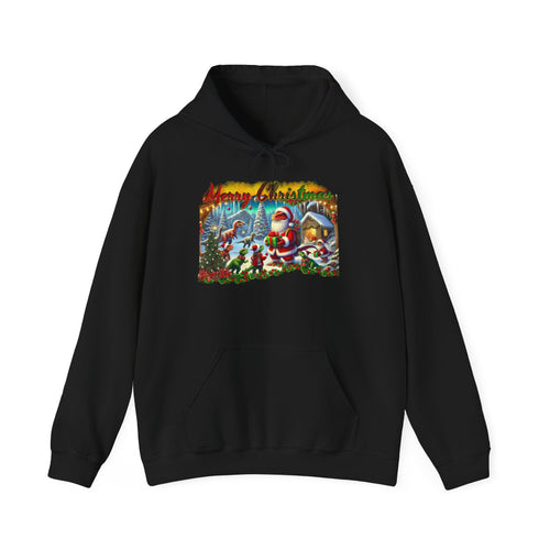 Christmas Santa Winter Scene Hoodie - "Merry Christmas" Vintage Holiday Sweatshirt