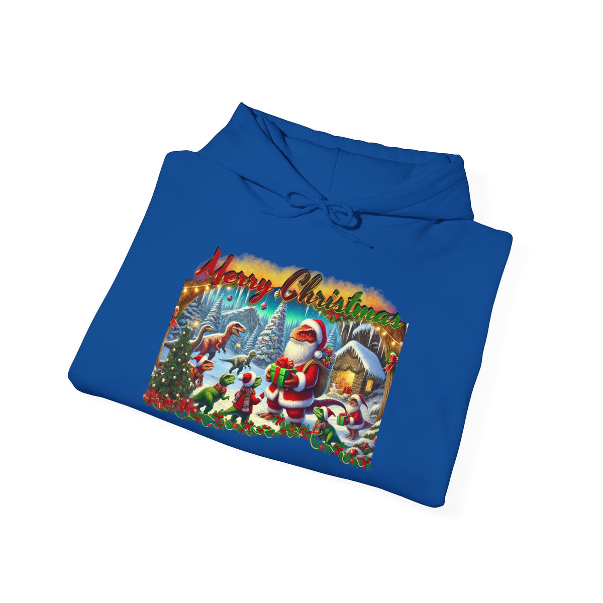 Christmas Santa Winter Scene Hoodie - "Merry Christmas" Vintage Holiday Sweatshirt
